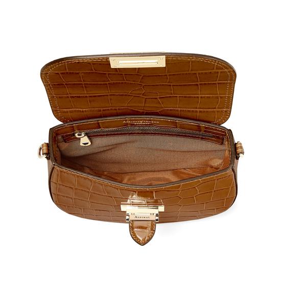Portobello Bag in Deep Shine Vintage Tan Croc from Aspinal of London