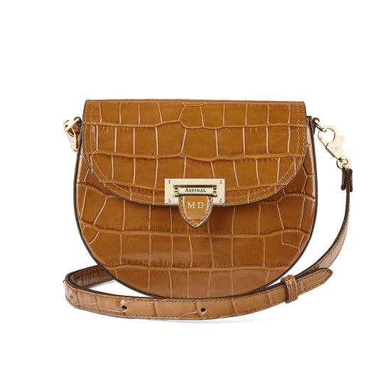 Portobello Bag in Deep Shine Vintage Tan Croc from Aspinal of London