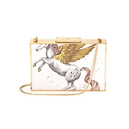 Scarlett Box Clutch in Pegasus Ivory Print from Aspinal of London