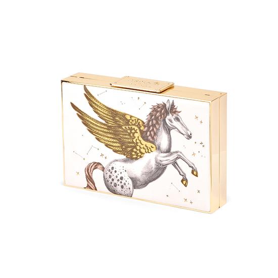 Scarlett Box Clutch in Pegasus Ivory Print from Aspinal of London