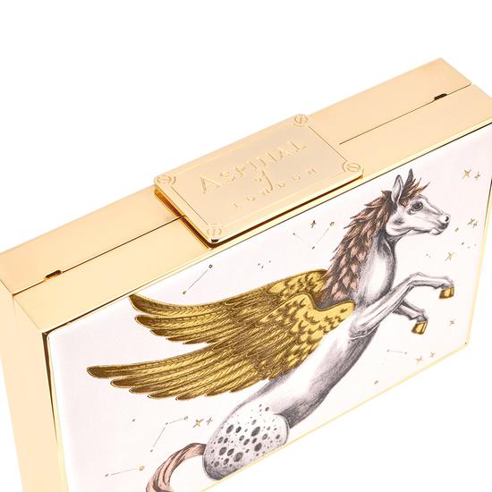 Scarlett Box Clutch in Pegasus Ivory Print from Aspinal of London