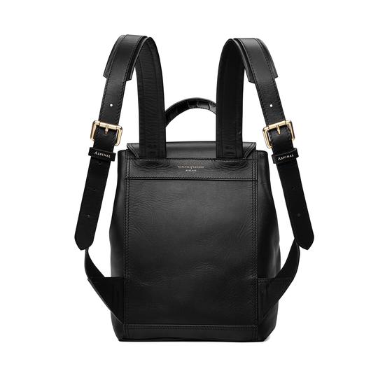 Small Oxford Backpack in Smooth Black & Deep Shine Black Croc from Aspinal of London