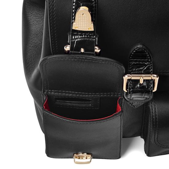 Small Oxford Backpack in Smooth Black & Deep Shine Black Croc from Aspinal of London