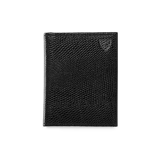 ID & Travel Card Case in Jet Black Lizard & Red Suede from Aspinal of London