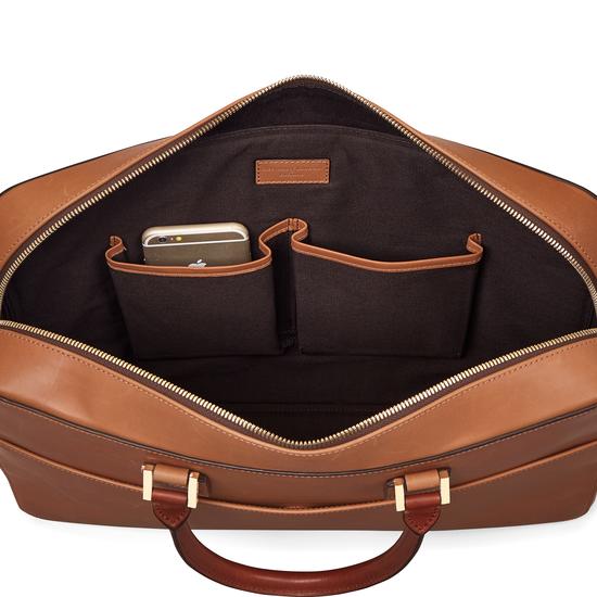 Small Mount Street Bag in Smooth Natural Tan with Smooth Redwood Handles from Aspinal of London