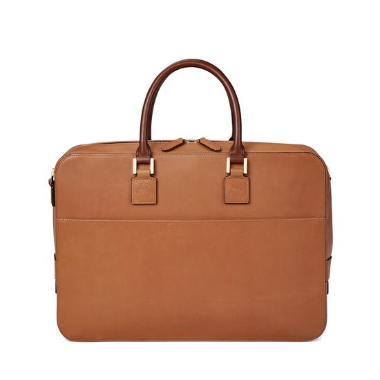 Small Mount Street Bag in Smooth Natural Tan with Smooth Redwood Handles from Aspinal of London