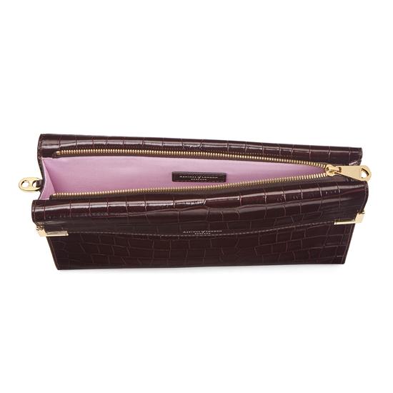Editor's Clutch in Deep Shine Amazon Brown Croc from Aspinal of London