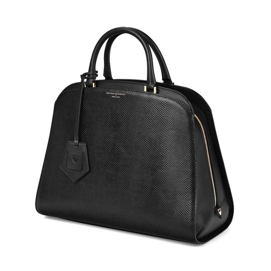 Hepburn Bag in Jet Black Lizard from Aspinal of London