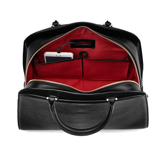 Hepburn Bag in Jet Black Lizard from Aspinal of London