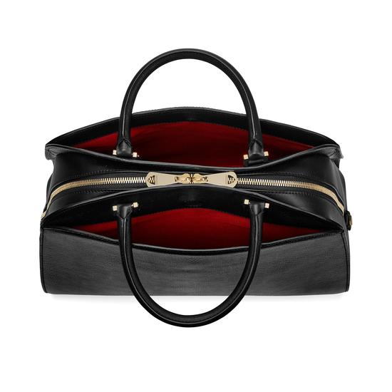Hepburn Bag in Jet Black Lizard from Aspinal of London