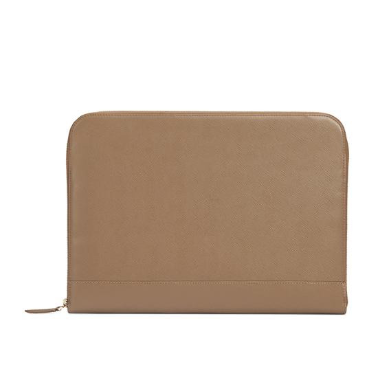 Zipped Laptop Case in Camel Saffiano from Aspinal of London