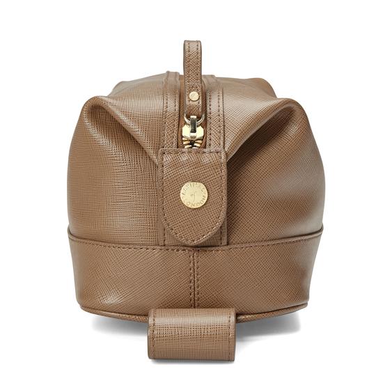 Men's Leather Wash Bag in Camel Saffiano from Aspinal of London