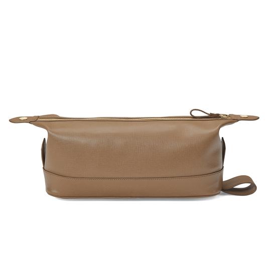 Men's Leather Wash Bag in Camel Saffiano from Aspinal of London
