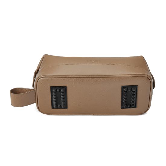 Men's Leather Wash Bag in Camel Saffiano from Aspinal of London