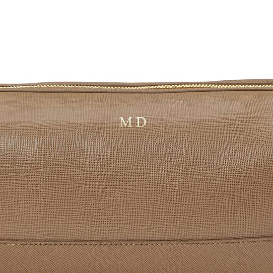 Men's Leather Wash Bag in Camel Saffiano from Aspinal of London