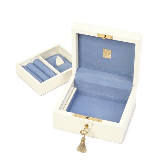 Bijou Jewellery Box in Deep Shine Ivory Small Croc from Aspinal of London