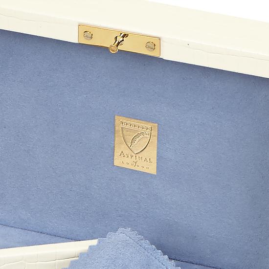 Bijou Jewellery Box in Deep Shine Ivory Small Croc from Aspinal of London