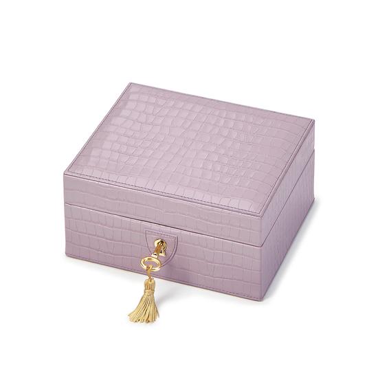 Bijou Jewellery Box in Deep Shine Lilac Small Croc from Aspinal of London
