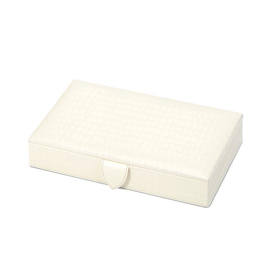 Paris Jewellery Box in Deep Shine Ivory Small Croc from Aspinal of London