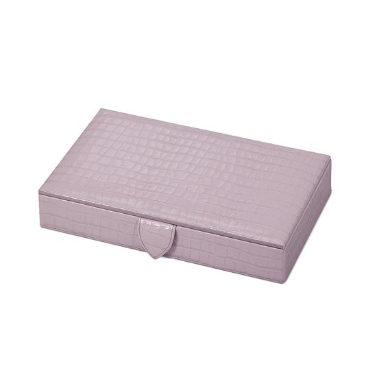 Paris Jewellery Box in Deep Shine Lilac Small Croc from Aspinal of London