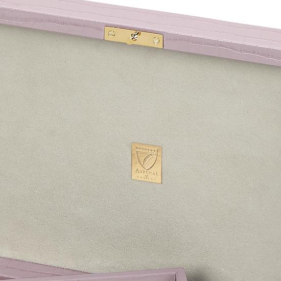 Savoy Jewellery Box in Deep Shine Lilac Small Croc from Aspinal of London