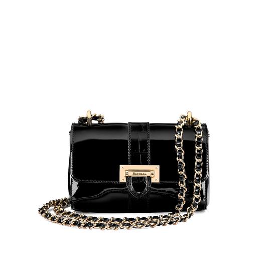 Micro Lottie Bag in Deep Shine Black Patent from Aspinal of London
