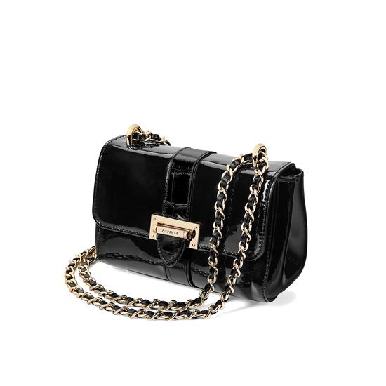 Micro Lottie Bag in Deep Shine Black Patent from Aspinal of London