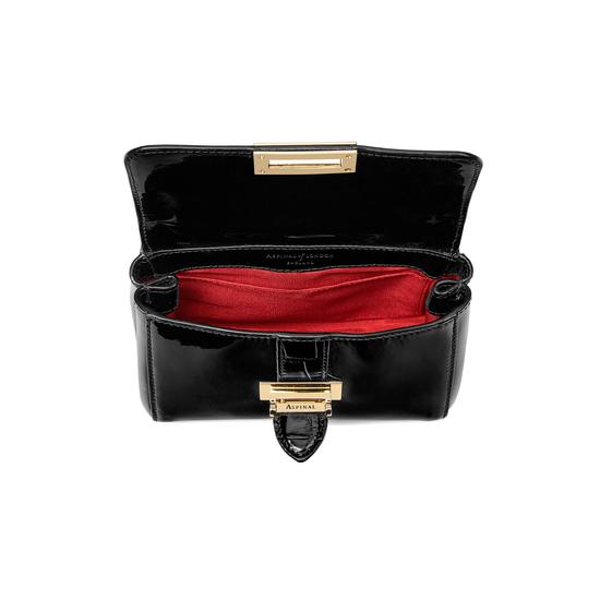 Micro Lottie Bag in Deep Shine Black Patent from Aspinal of London