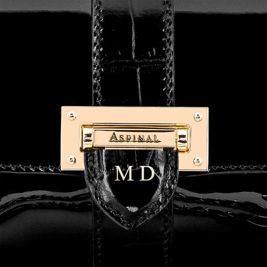 Micro Lottie Bag in Deep Shine Black Patent from Aspinal of London