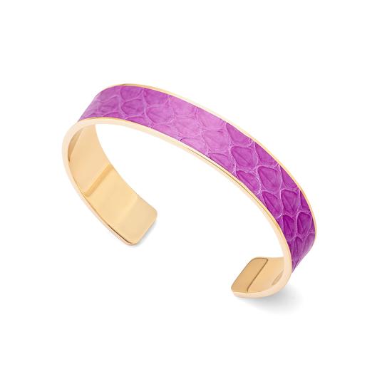 Cleopatra Skinny Cuff Bracelet in Orchid Snake from Aspinal of London