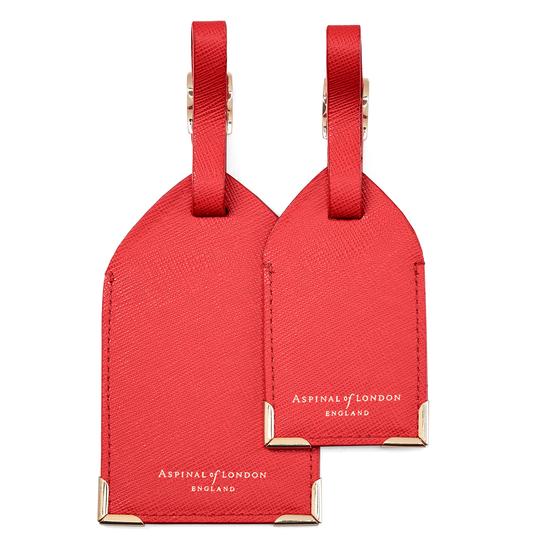 Set of 2 Luggage Tags in Dahlia Saffiano from Aspinal of London