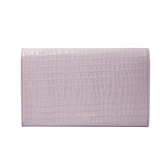 Classic Travel Wallet in Deep Shine Lilac Small Croc from Aspinal of London
