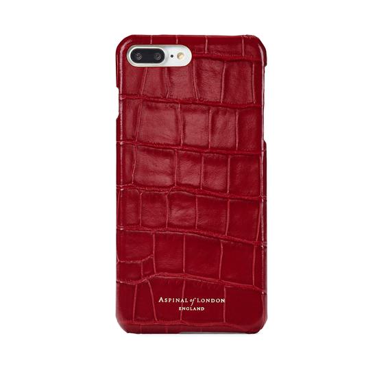 iPhone 7 Plus Leather Cover in Deep Shine Red Croc from Aspinal of London