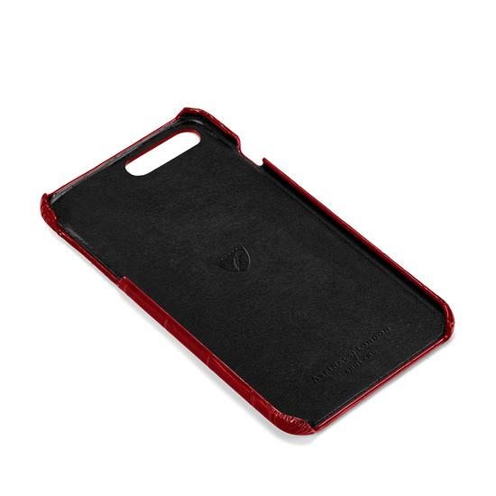 iPhone 7 Plus Leather Cover in Deep Shine Red Croc from Aspinal of London