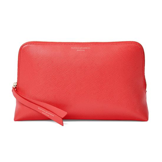 Large Essential Cosmetic Case in Dahlia Saffiano from Aspinal of London