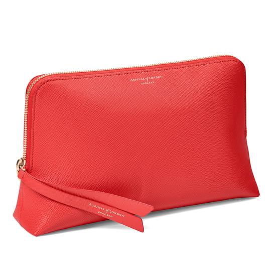 Large Essential Cosmetic Case in Dahlia Saffiano from Aspinal of London