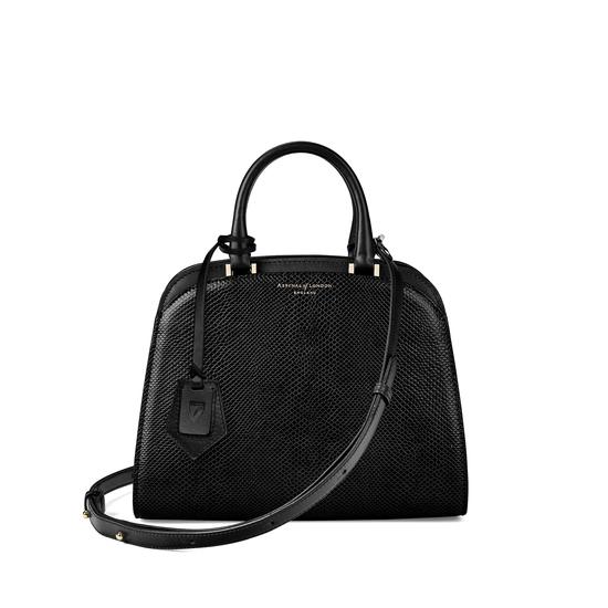 Mini Hepburn Bag in Jet Black Lizard from Aspinal of London