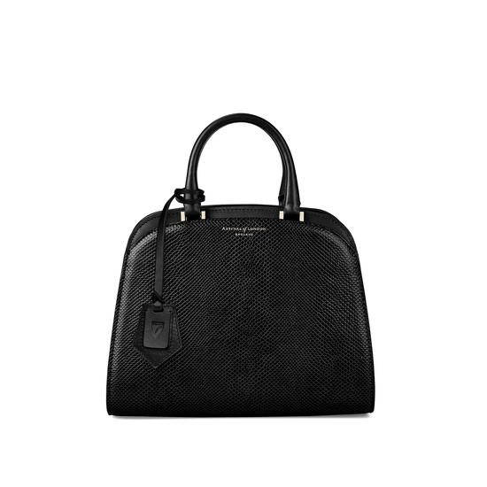 Mini Hepburn Bag in Jet Black Lizard from Aspinal of London