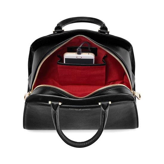 Mini Hepburn Bag in Jet Black Lizard from Aspinal of London