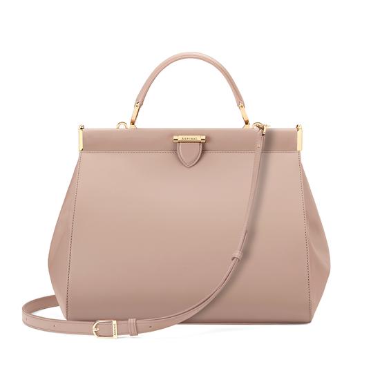 Large Florence Frame Bag in Smooth Soft Taupe from Aspinal of London