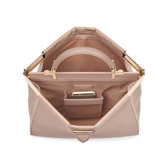 Large Florence Frame Bag in Smooth Soft Taupe from Aspinal of London