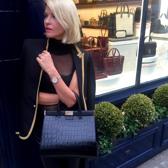Large Florence Snap Bag in Smooth Soft Taupe from Aspinal of London