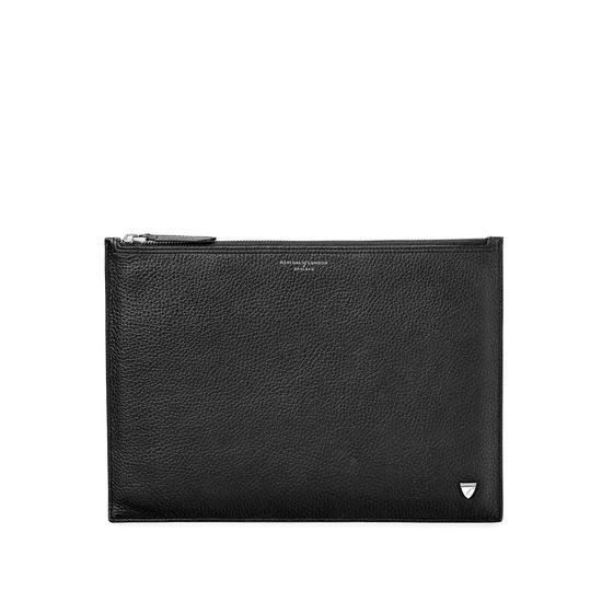 Mount Street Flat Pouch in Black Pebble from Aspinal of London