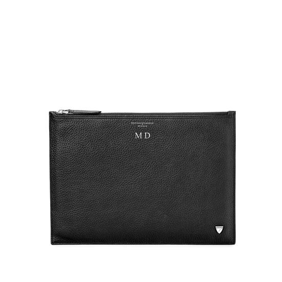 Mount Street Flat Pouch in Black Pebble from Aspinal of London