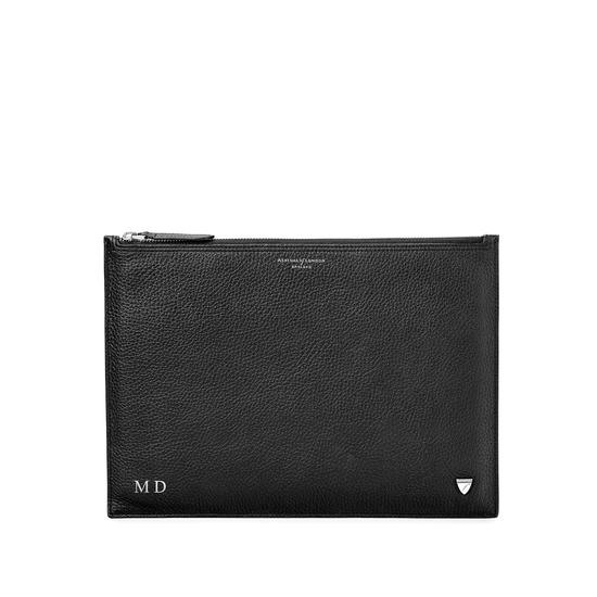 Mount Street Flat Pouch in Black Pebble from Aspinal of London