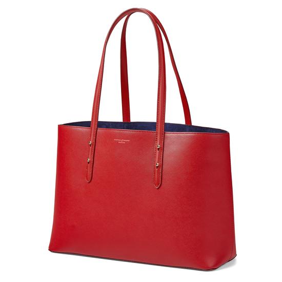 Regent Tote in Scarlet Saffiano from Aspinal of London