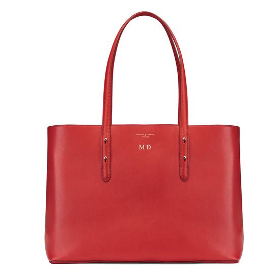 Regent Tote in Scarlet Saffiano from Aspinal of London