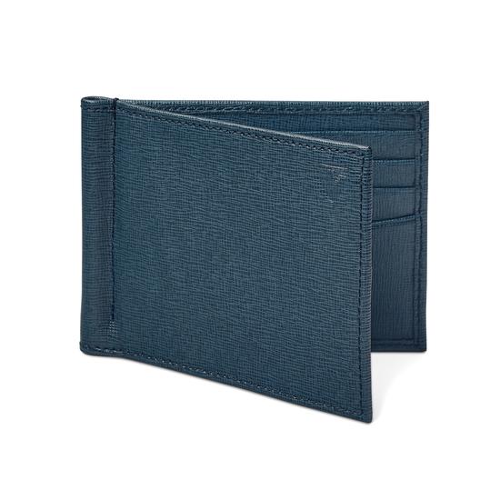 Money Clip Billfold Wallet in Teal Saffiano from Aspinal of London