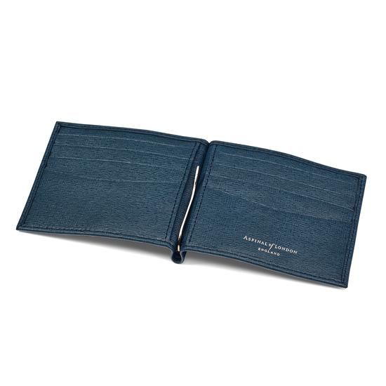Money Clip Billfold Wallet in Teal Saffiano from Aspinal of London