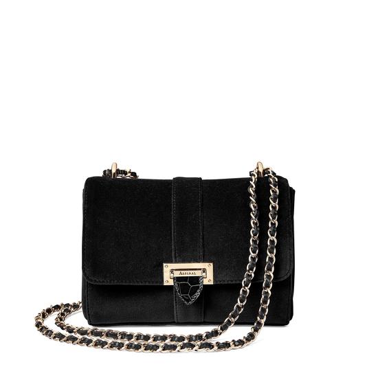 Small Lottie Bag in Black Velvet from Aspinal of London